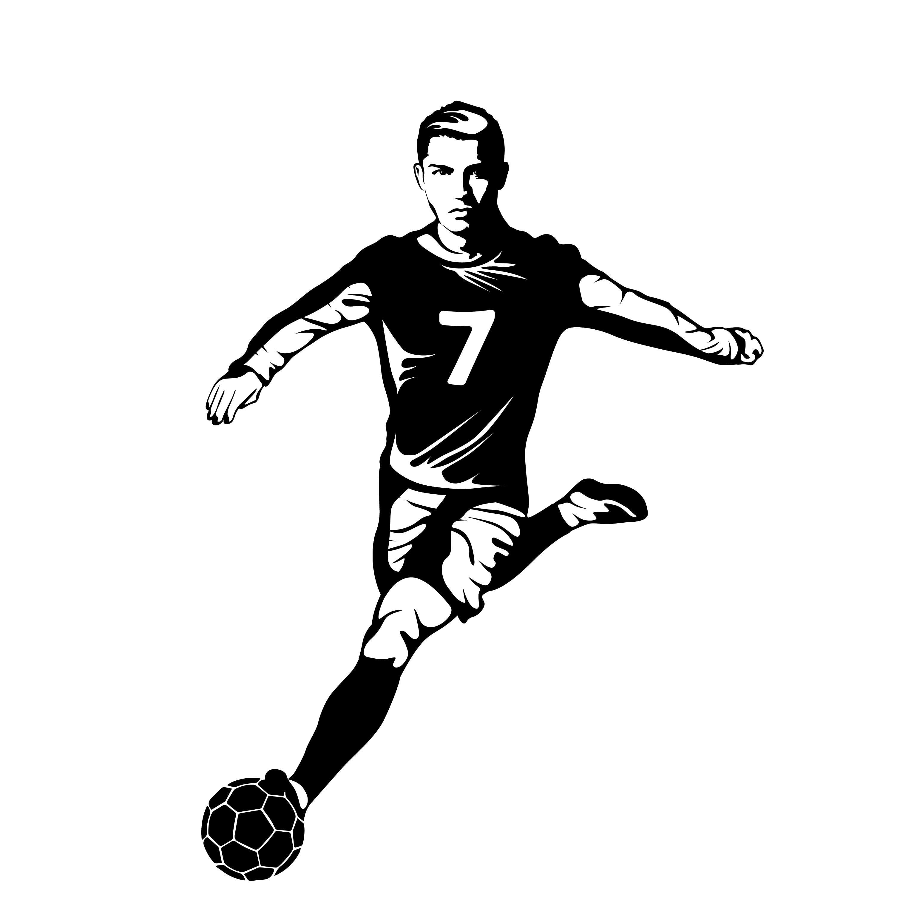 mur autocollant vinyle art stickers Soccer-football-player-silhouette set