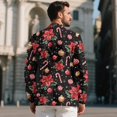 thumbnail image 2 of Chririnla Christmas Poinsettia Men's Suit Jacket One Button Dress Suit Dinner Sports Coats Tuxedo Blazer for Festival Party Dinner, 2 of 7