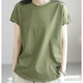thumbnail image 3 of Maean Womens Basic Shirts Short Sleeve Crew Neck Solid Color Causal Tee Summer Loose Tshirts Tops M-3XL, 3 of 7