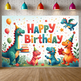 thumbnail image 3 of Cartoon Dinosaurs Birthday Banner Colorful Decor Dinosaur Party Backdrop for Kids Birthday Celebration Indoor Party Decoration, 3 of 3