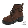 thumbnail image 4 of Brown Ladies Casual Boots With Versatile Short Solid Color Round Toe Front Lace-Up Thick Heel Mid-Heel For Comfort, 4 of 7