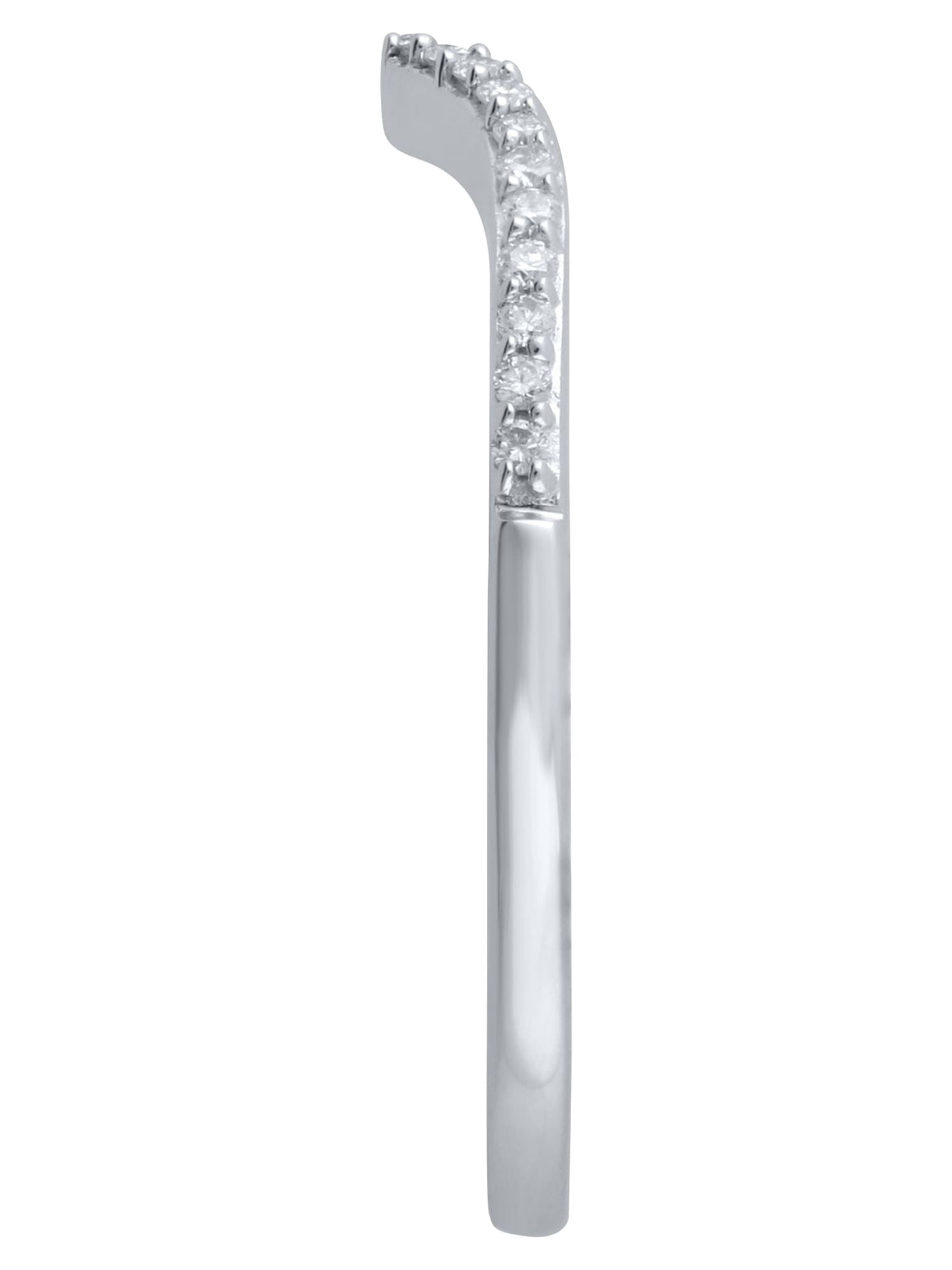 1/10 Carat T.W. (I2 clarity, H-I color) Brilliance Fine Jewelry Diamond Contour Wedding Band in 10kt White Gold, Size 7