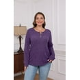 thumbnail image 3 of XIEERDUO Womens Sweaters Lightweight Henley Neck Button Up Long Sleeve Shirt Tops, 3 of 5