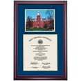 thumbnail image 1 of Dawn Diploma Frame for West Virginia University WVU, Navy/Gold Mat with Woodburn Hall Photograph, 27" x 20", 1 of 5