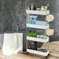 thumbnail image 3 of 4-Tier Slim Storage Cart,Bathroom Storage Organizer,Slim Rolling Cart,Slide Out Storage Cart with Wheel,Mobile Shelving Unit for Bathroom Kitchen Bedroom Laundry Narrow Places (White), 3 of 6