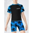 thumbnail image 2 of ZDHoor Kids Boys Quick Dry Swimsuit 2 Piece Rashguard with Trunk Hawaiian Beachwear Blue 12-14, 2 of 7