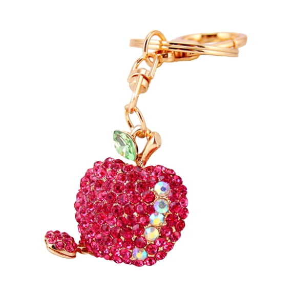 Naierhg Fashion Rhinestone Apple Keyring Alloy Car Key Chain Purse Bag Decor Gift