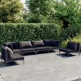 thumbnail image 1 of vidaXL 6 Piece Patio Lounge Set with Cushions Poly Rattan Dark Gray, 1 of 6