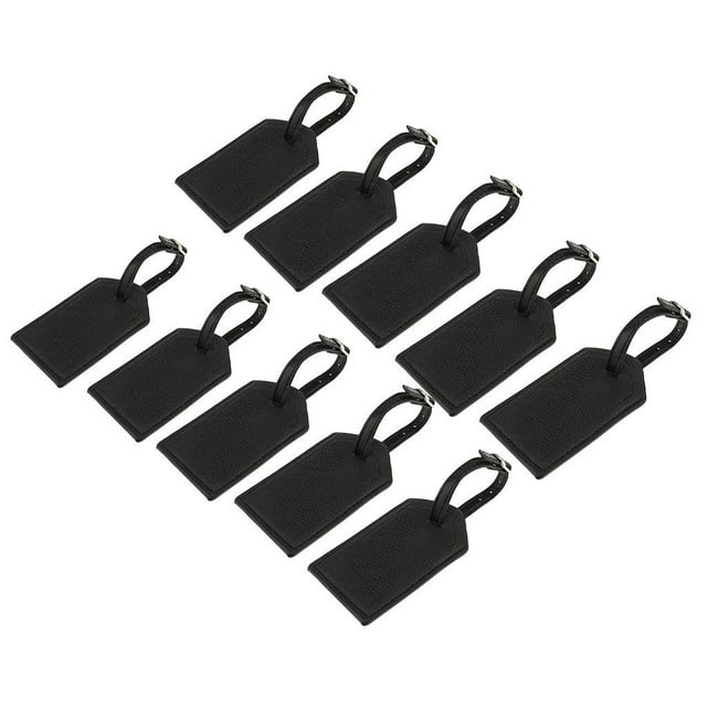 10x Bolsa de Cuero Negro Sunnimix Etiqueta Accesorios de Viaje 10x6.5cm Etiquetas de equipaje impermeables