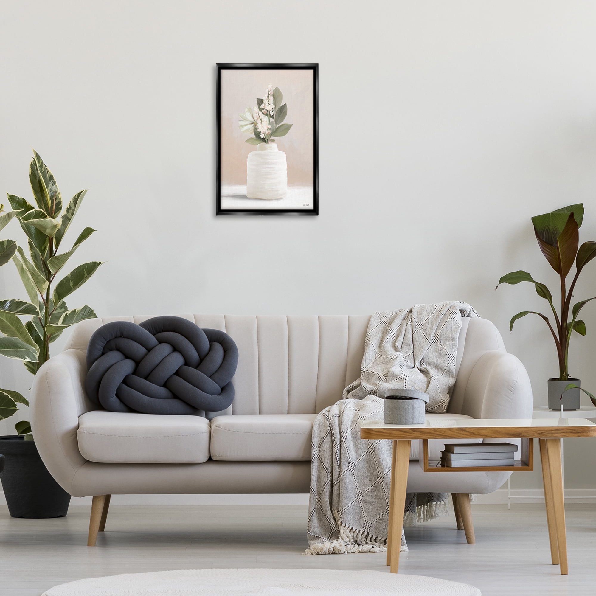 Stupell Industries Simple Potted Herb Botanical & Floral Painting Black Floater Framed Art Print Wall Art, 17 x 25