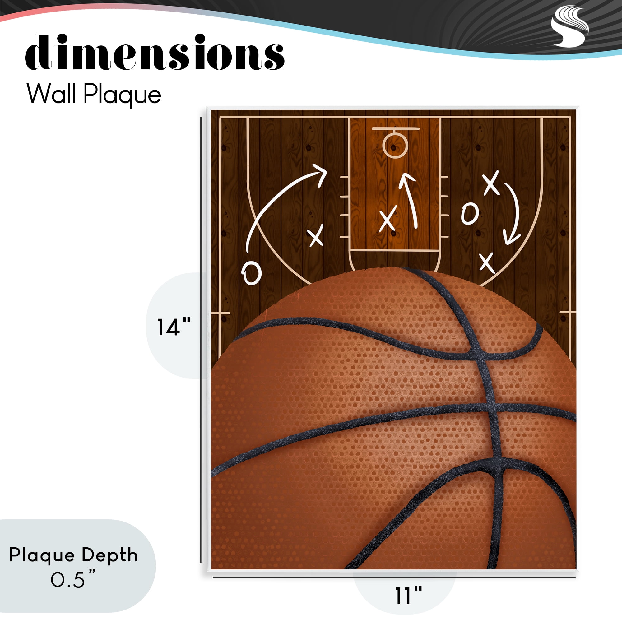 Stupell Industries Basketball Court Tactics Wall Plaque Art, design by Jennifer Stith