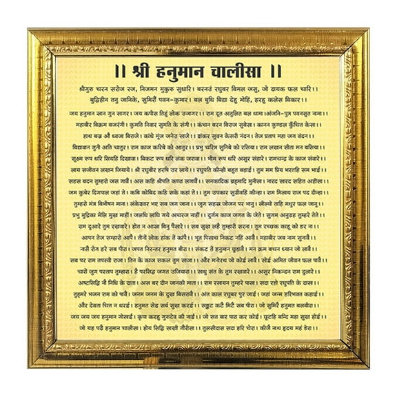 Hanuman Chalisa India God Idol Photo Frame for Pooja Hindu Bhagwan Devi Devta Photo Frame Wall Decor Puja Temple Photo Frame 8.6 in