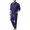 Blue, variant on Zimjoy 2 Pieces Cotton Linen Set for Men Casual Long Sleeve Henley Shirts Beach Yoga Pants Summer Outfits (Dark Blue, M)
