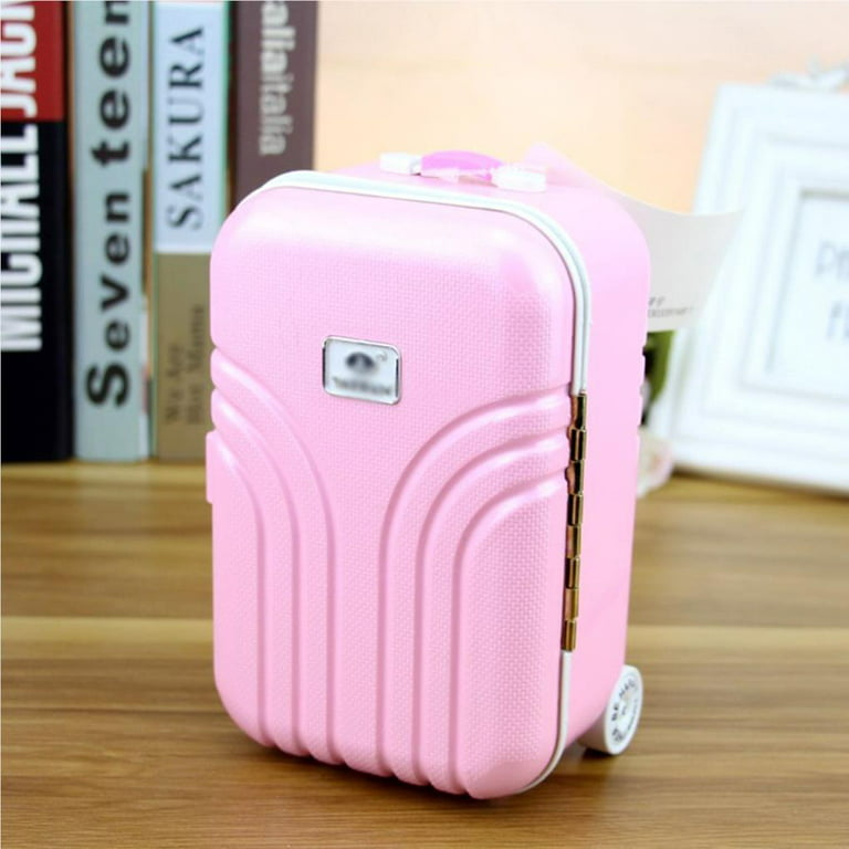 Linyer Suitcase Piggy Bank Trolley Luggage Money Box Desktop Decoration  Large Capacity Saving Pot Password Coin Storage Case Boys Girls Pink 