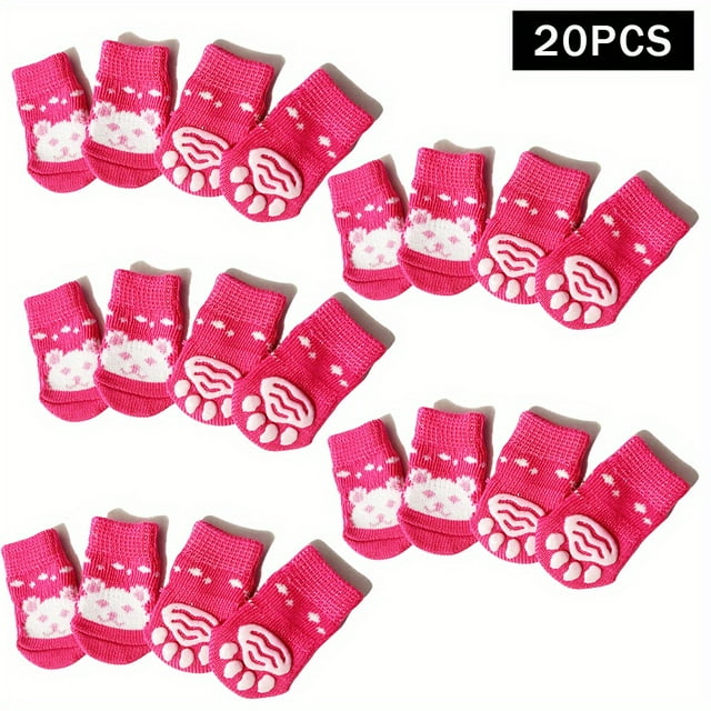 4 Pcs Chaussettes de Protection pour Pattes de Chien pour Petit Chat Antidérapantes Motif Cadeau de Noël