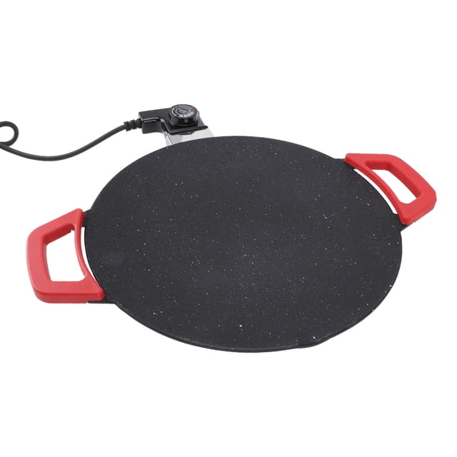 Sartén Eléctrico Para Barbacoa, Plancha Redonda Antiadherente Para Barbacoa, Control De Temperatura, Drenaje De Aceite, 30 Cm De Diámetro, Potencia 1200 W, Revestimiento De