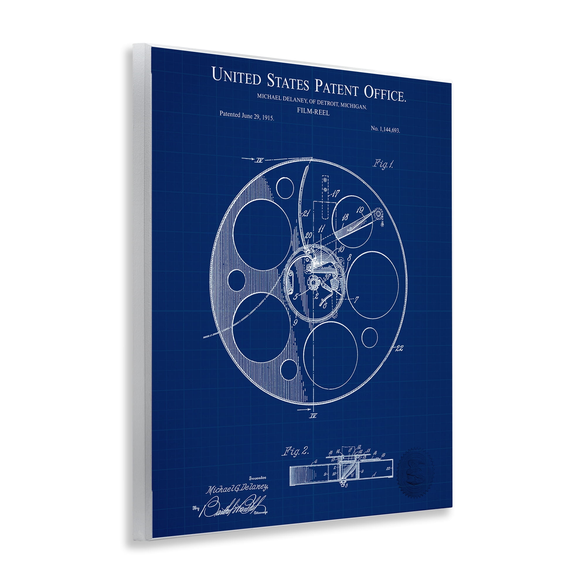 Stupell Industries Film Reel Blueprint Typography Painting Unframed Art Print Wall Art, 11 x 14