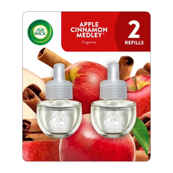 Air Wick Plug-In Scented Oil Air Freshener Warmer Refills, Apple Cinnamon Medley, 2 Count