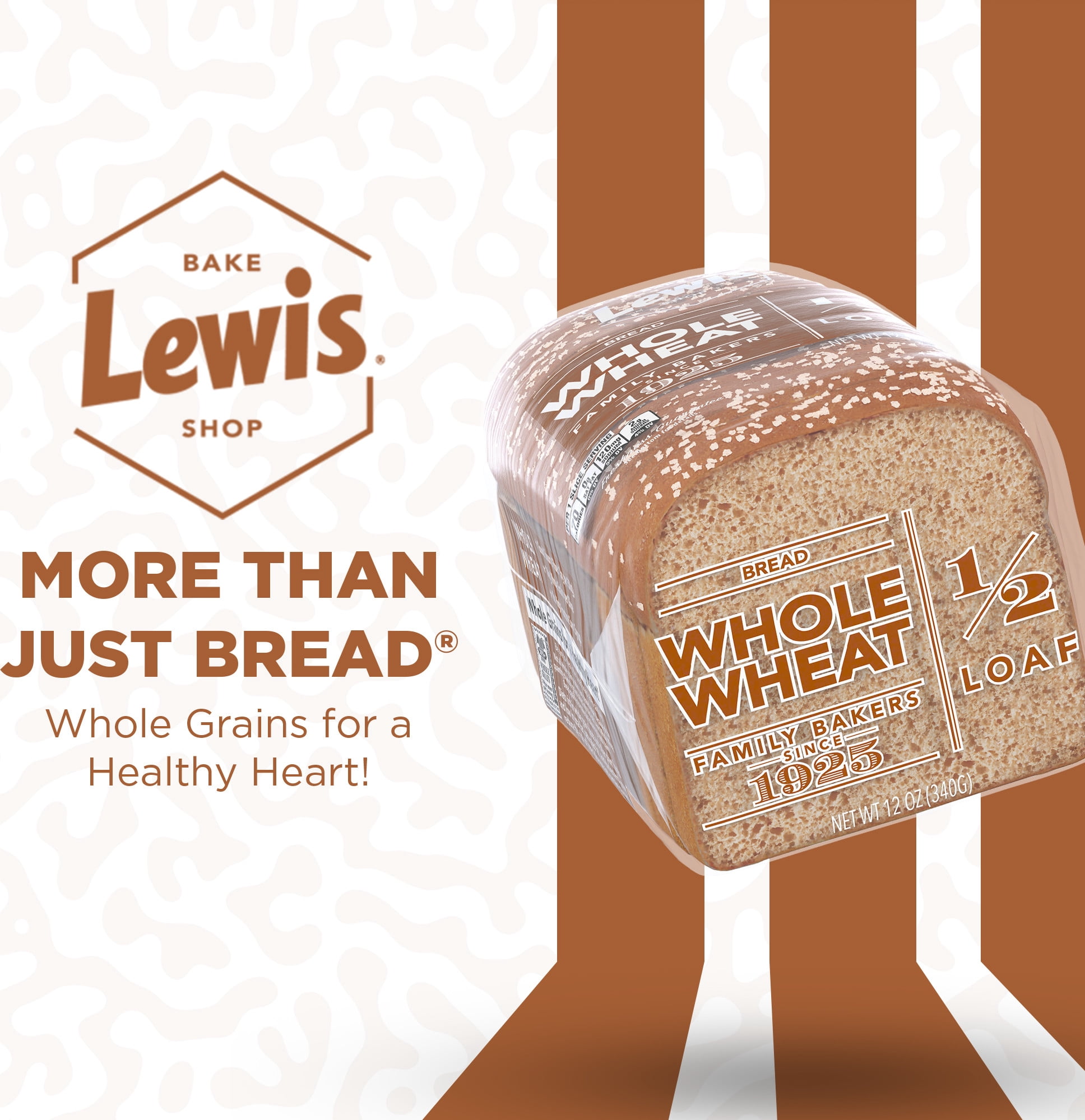 Lewis Bake Shop Whole Wheat Half Loaf Bread, 1/2 Loaf, 12 oz