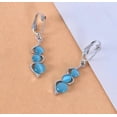 thumbnail image 3 of Clip on 2 1/4" silver and blue three bead dangle earrings, 3 of 4