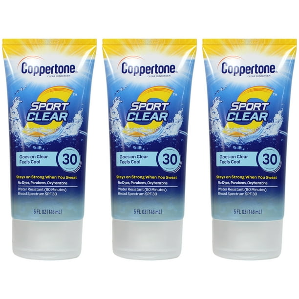 Coppertone Waterproof Sport Clear SPF 30 Sunscreen Lotion, 5 fl oz (Pack of 4)