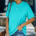 thumbnail image 2 of HAPIMO Women's Trendy Cotton Linen Loose Tops Clearance Summer Solid Color Short Sleeve Drop Shoulder Crew Neck Pullover for Teen Girls Elegant Casual Blouses Mint Green XXL, 2 of 7