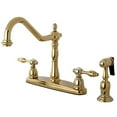 thumbnail image 1 of Kingston Brass Tudor 8" Center Kitchen Faucet With Brass Sprayer, 1 of 5