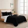 thumbnail image 5 of Twin Quilt Set 68''x86'', Pure Black Lightweight Summer Bedspread Coverlet Set with 2 Pillow Shams, Simple Solid Color Breathable All Season Quilt Bedding for Dorm/Bedroom, 5 of 9