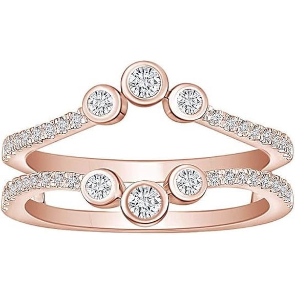 Divine Creation 2.00 Ct Round Cut White Diamond Enhancer Guard Wrap Ring 925 Sterling Silver For Women's 14K Rose Gold Plated -7