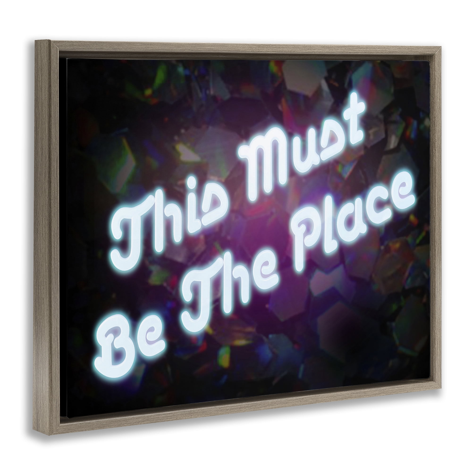 Stupell Industries This Must Be The Place Text & Numbers Painting Brown Floater Framed Canvas Art Print Wall Art, 31 x 25
