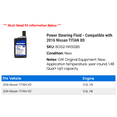 thumbnail image 2 of Power Steering Fluid - Compatible with 2016 Nissan TITAN XD, 2 of 2