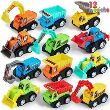 Joyfy 12 Pcs Car Toys, Mini Construction Pull Back Car Set with Excavator, Dump Truck and Bulldozers, Kids Sand Toy Trucks, Party Favor for Toddlers