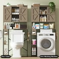 thumbnail image 6 of POAO Over the Toilet Storage Cabinet with Metal Frame &7 Storage Shelves,Bathroom Storage Organizer with Adjustable Shelves &Paper Holder,Oak Grey, 6 of 10