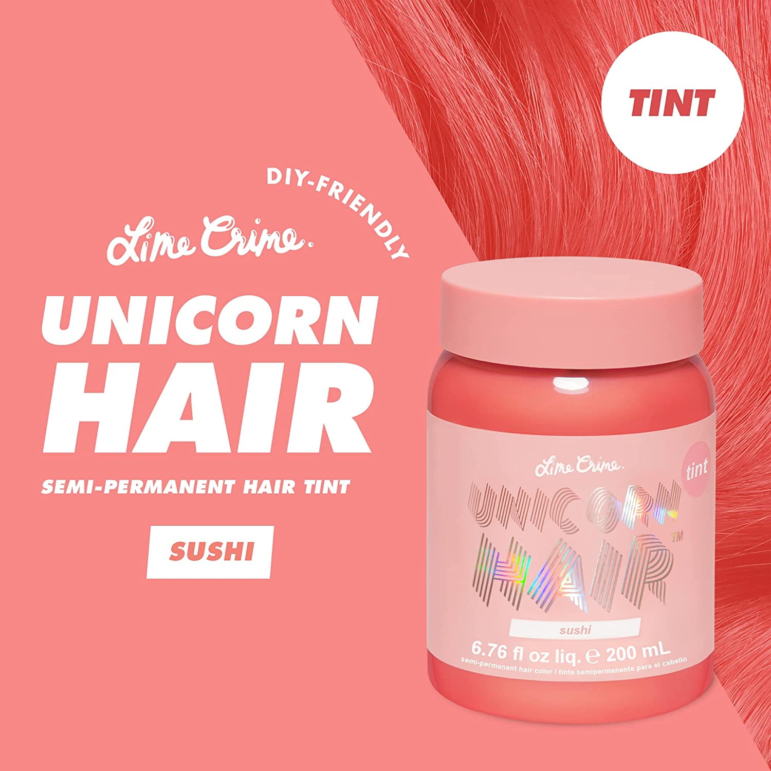 Lime Crime Unicorn Hair, Semi-Permanent Hair Color, Vegan, Light Coverage, Sushi, Unisex, 6.76 fl oz