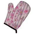 thumbnail image 1 of Carolines Treasures BB7502OVMT Gant de Four à Rayures Grises et Fleurs Roses Aquarelle, 1 of 3