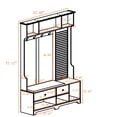 thumbnail image 2 of Dasun Hall Tree with Bench and Shoe Storage, Coat Rack, and DIY Pegboard, Multi-purpose entryway bench for Hallways, Living Room, Brown, 2 of 7