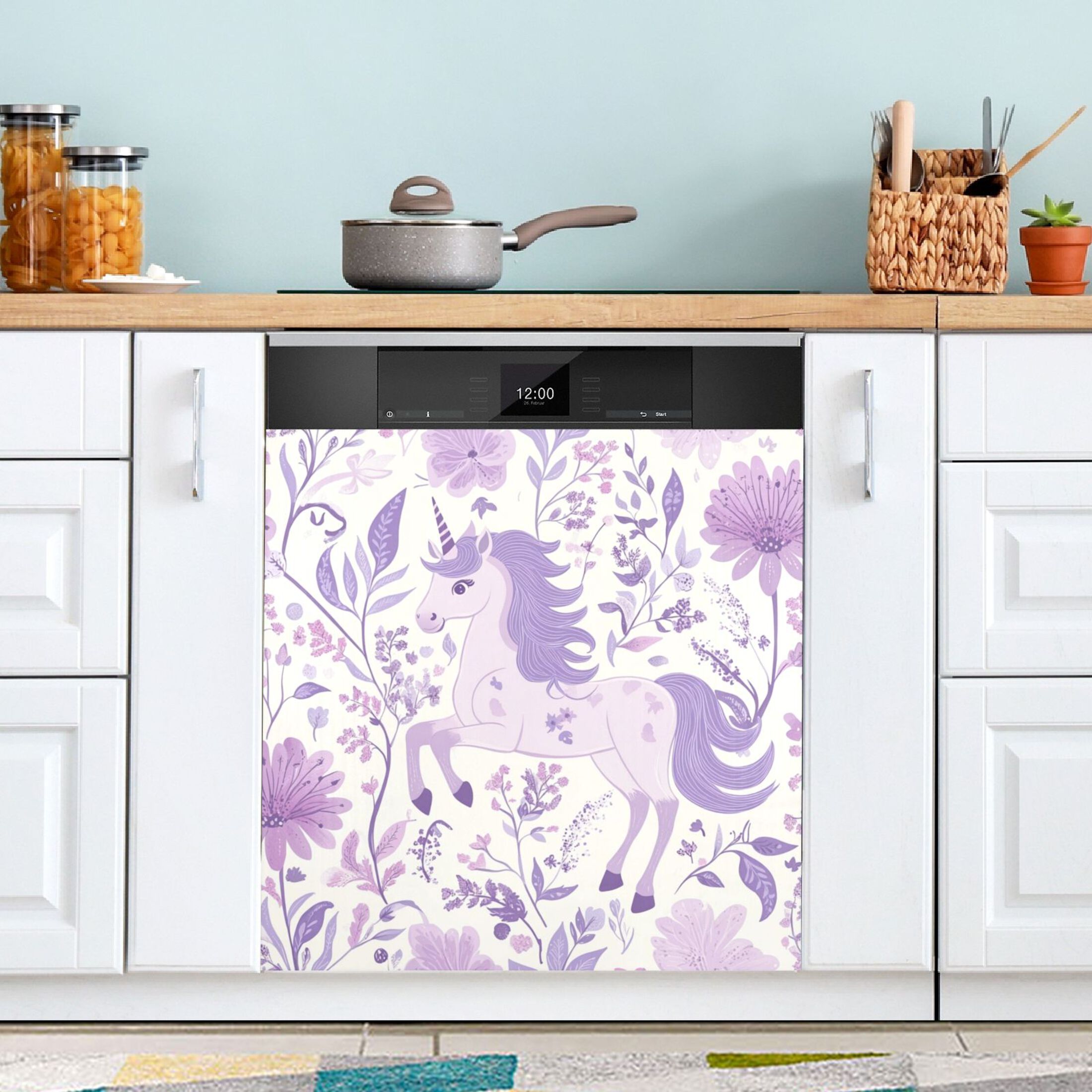 Dishwasher Magnetic Sticker 23x26 Inch Refrigerator Magnetic Sticker Washing Machine Magnetic Sticker Kitchen Panel Magnetic Sticker Home Decor Super Beautiful Purple Horse