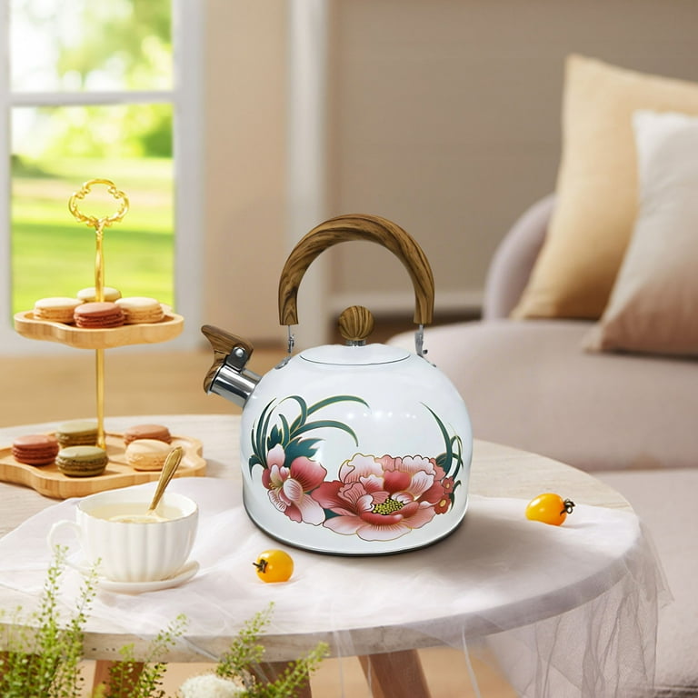 Lunxisen pcs Vintage Enamel Tea Kettle, Whistling Tea Kettle for