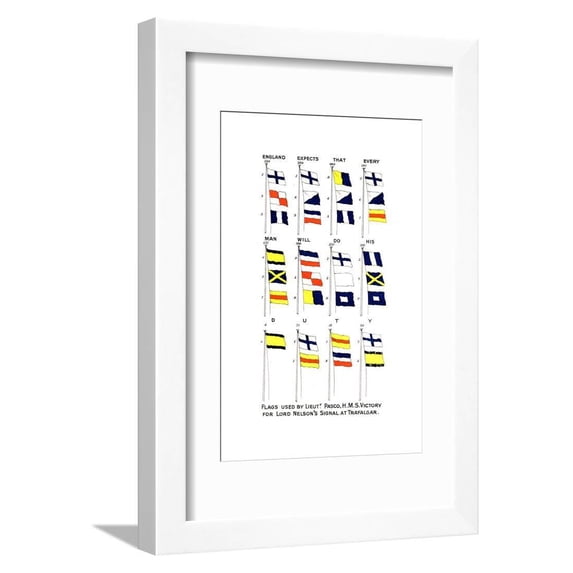 Flags Used for Nelson's Famous Signal at the Battle of Trafalgar, 1805 Framed Print Wall Art