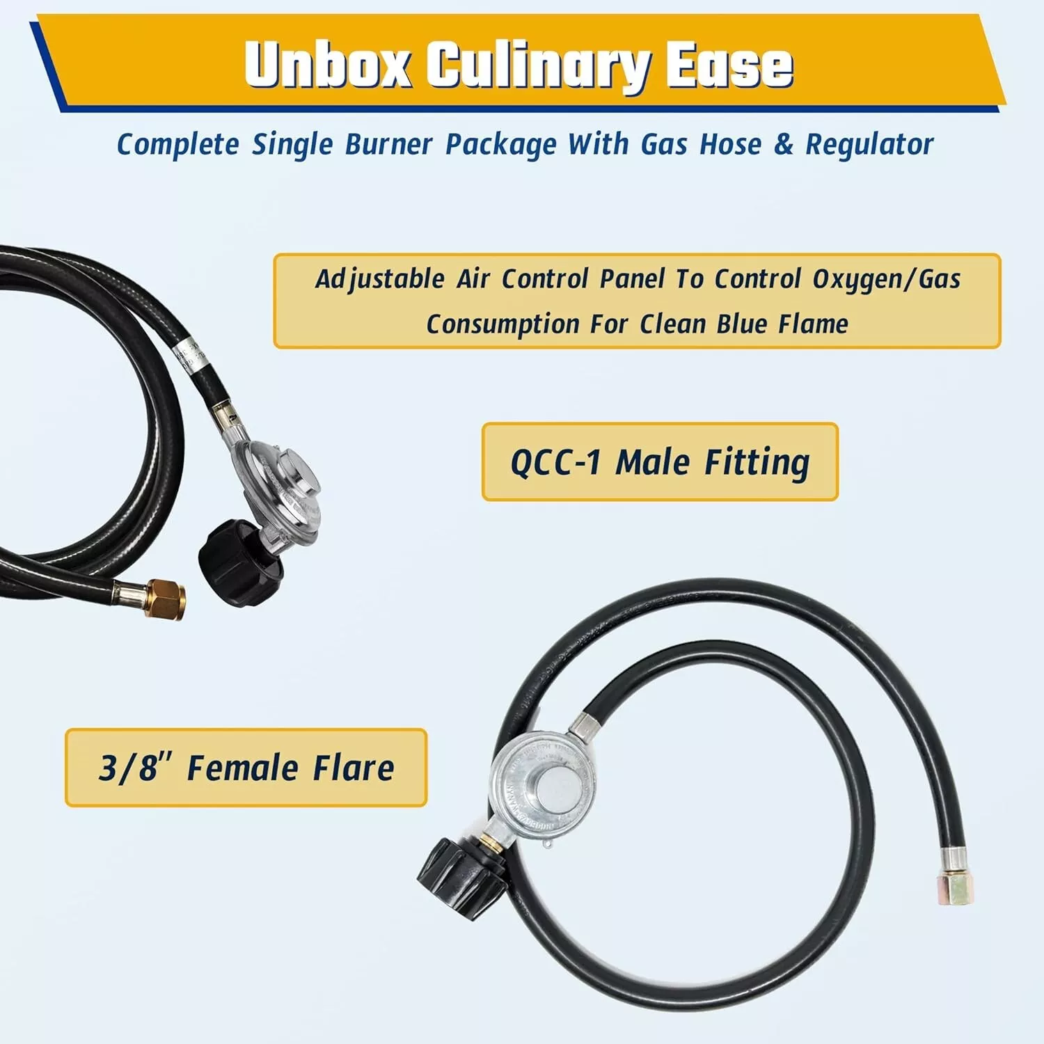 large Propane Burner Gas Stove - High Pressure Square Single Burner Outdoor Patio Stove Propane Wok Burner Heavy Duty Outdoor Gas Burner With Regulator & Hose For Crawfish Boiler, Turkey Fryer