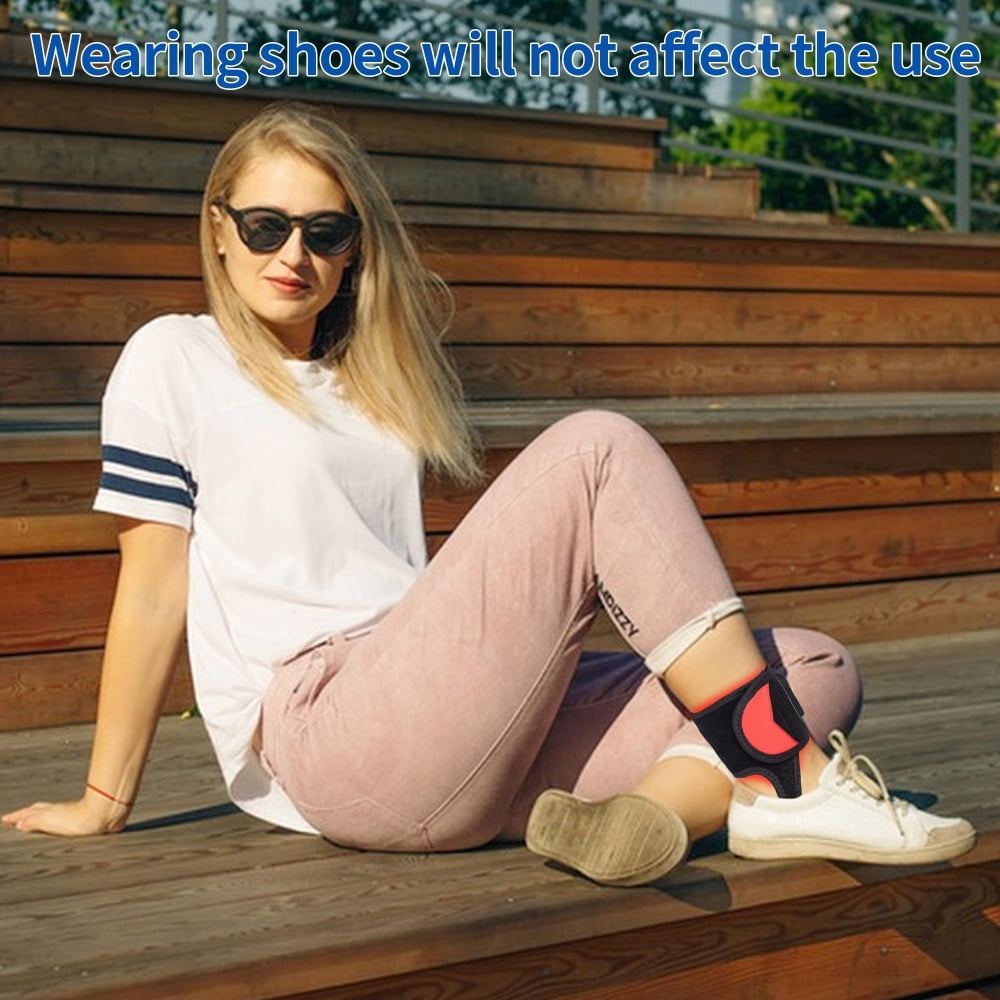 Red Light Foot & Ankle Massager with Heating & Vibration - 660/850nm Cordless Foot Steamer with Support Wrap Pad - Thermal Comfort for Feet - 1PCS (Black)