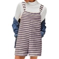 thumbnail image 4 of Women Summer Casual Sleeveless Romper Loose Striped Tied Shorts Overalls Jumpsuit with Pockets, 4 of 6