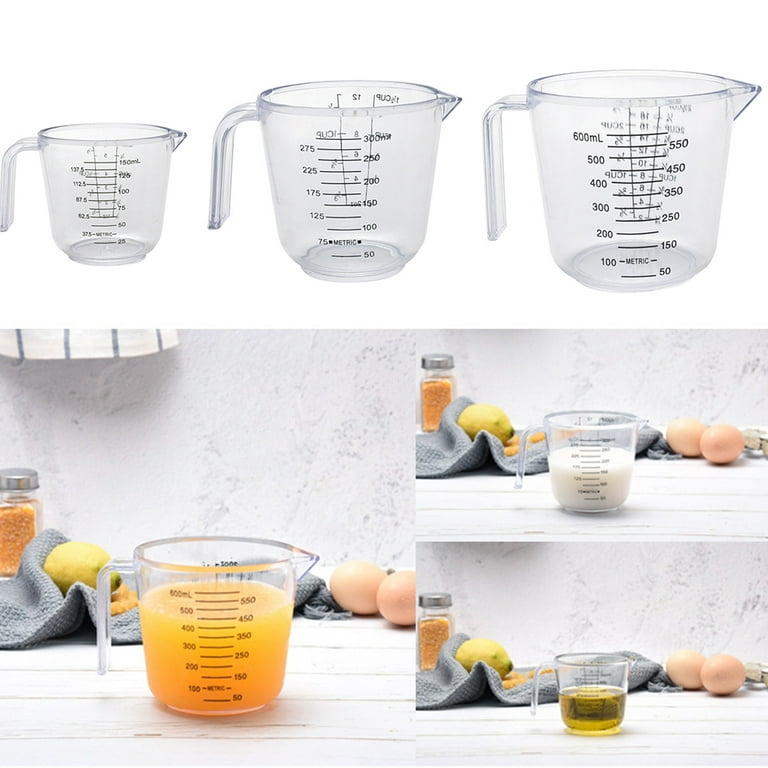 Amazing Abby - Melissa - Unbreakable Plastic Measuring Cups (3-Piece Set), Food-grade Measuring Jugs, 1/2/4-Cup Capacity, Stackable and