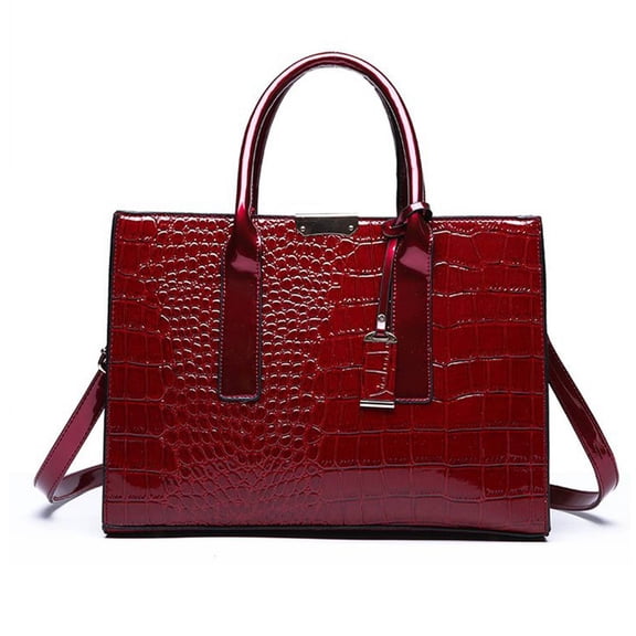 Fashion Crocodile Pattern Tote Bag for Women PU Leather Shoulder Bag Elegant Large Capacity Satchel with Zipper and Top Handle for Travel Work Party