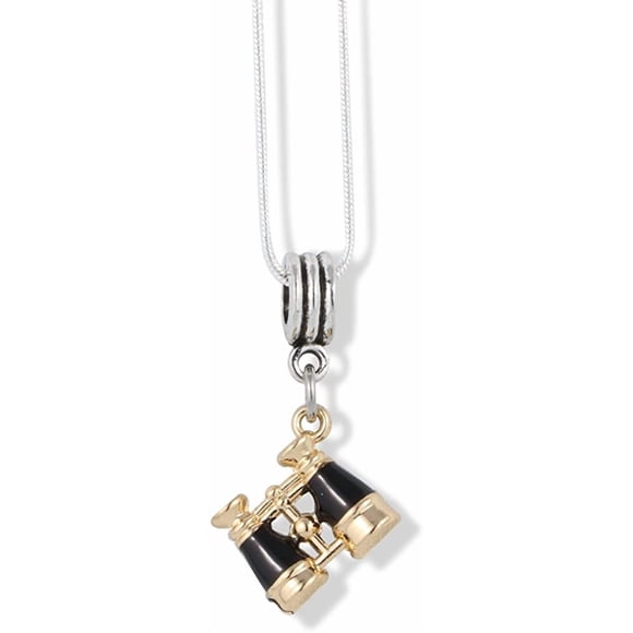 Binoculars Black and Gold Charm Snake Chain Necklace (alloy, womens)