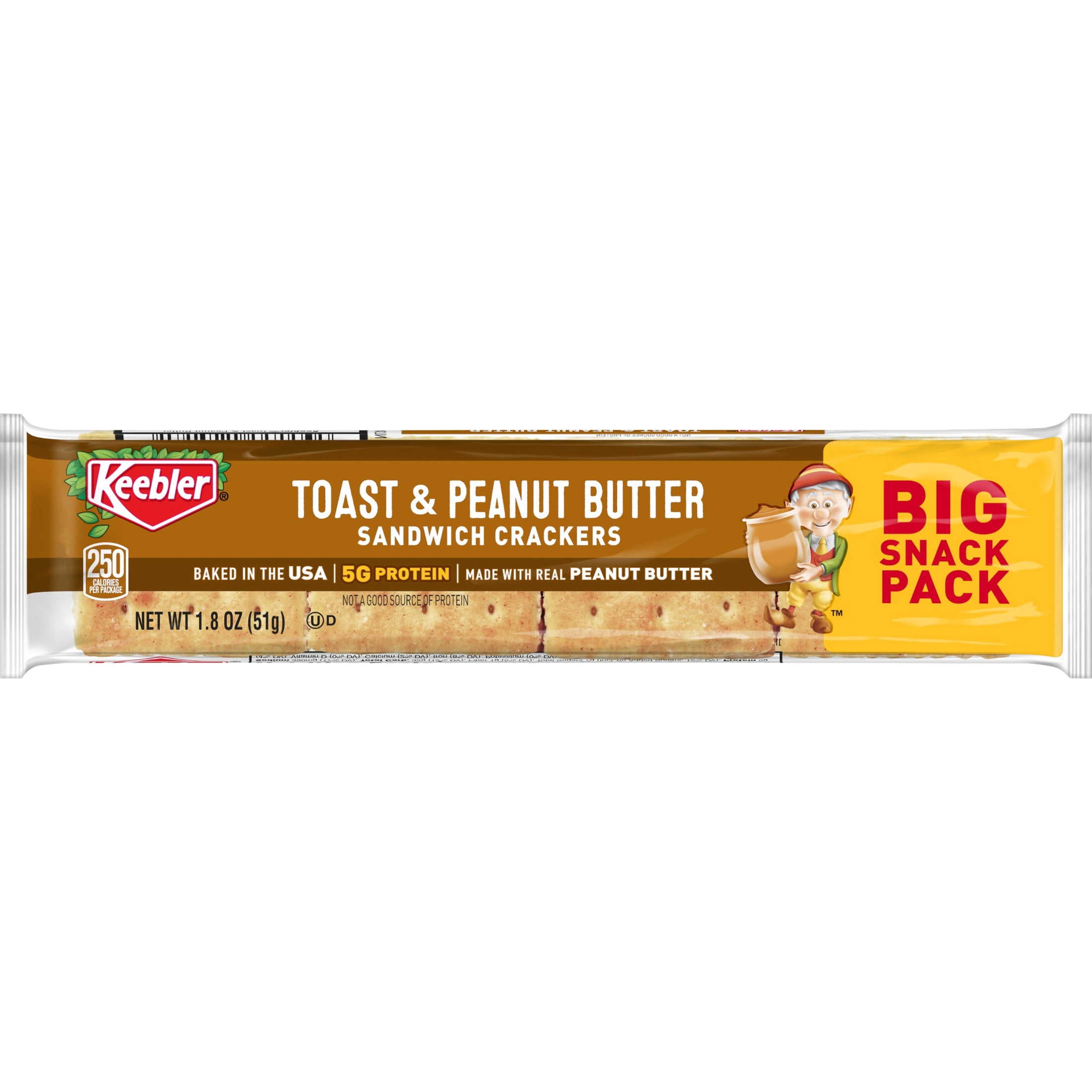 Keebler Toast and Peanut Butter Sandwich Crackers, Lunch Snacks, 12 Count