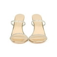 thumbnail image 4 of Women's Square Toe Iridescent Rhinestone Clear Double Strap Mule Heel 20616, 4 of 6