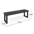 thumbnail image 4 of GZXS Modern Outdoor Dining Bench, 60" Slatted Acacia Wood Bench, Backless Patio Seating for Dining Area, Entryway, Porch or Backyard, Dark Gray, 4 of 8