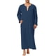 thumbnail image 1 of INSPIRAR CHIC Pijamas para Hombre Ropa de Dormir de Algodón Túnica Larga con Cuello en V y Abertura Lateral con Bolsillo 2XL Azul Marino, 1 of 5