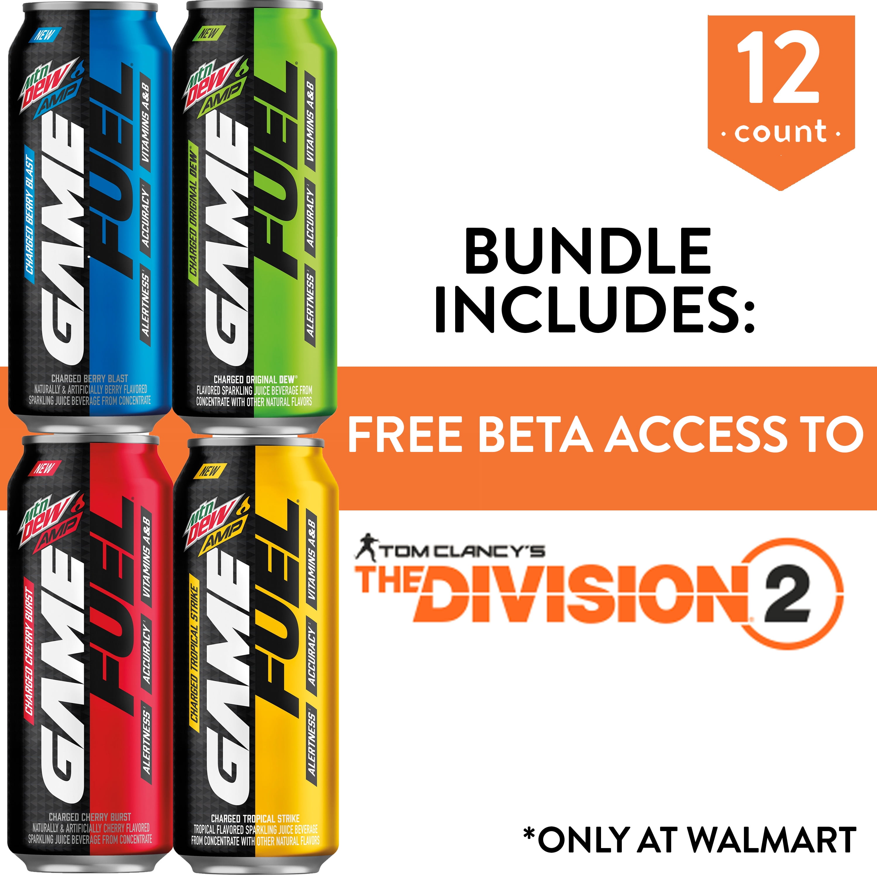 Mtn Dew Game Fuel, 4 Flavor Variety Pack, 16 Fl Oz, 12 ...